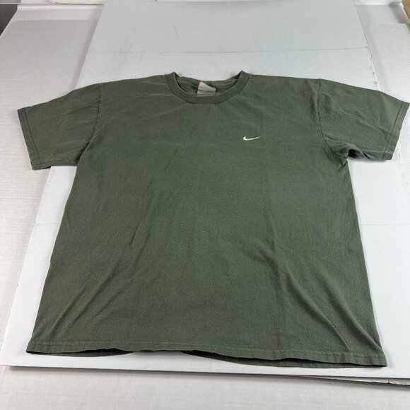 Vintage Y2K Nike Shirt Adult Medium Green & White Faded Small Contrast Logo Tee - Picture 1 of 10